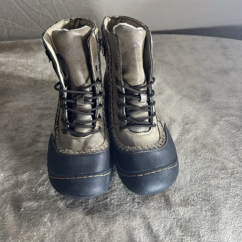 J-41 Jeep Engineered Womens Vegan Faux Fur Winter Boots Size 8 M Brown Black